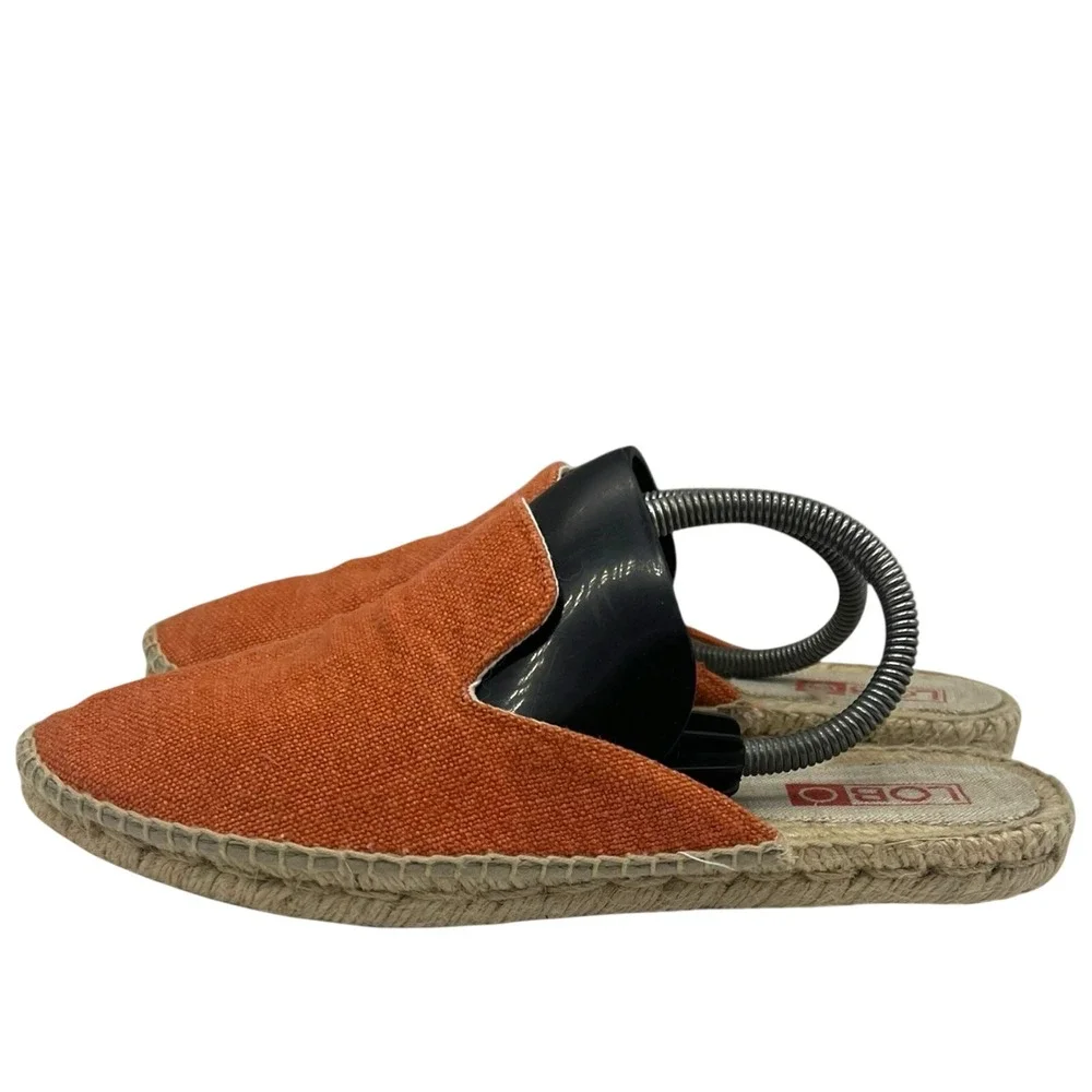Lobo Spain Burnt Orange‎ Linen Espadrille Mules Slip On Shoes Womens 8.5